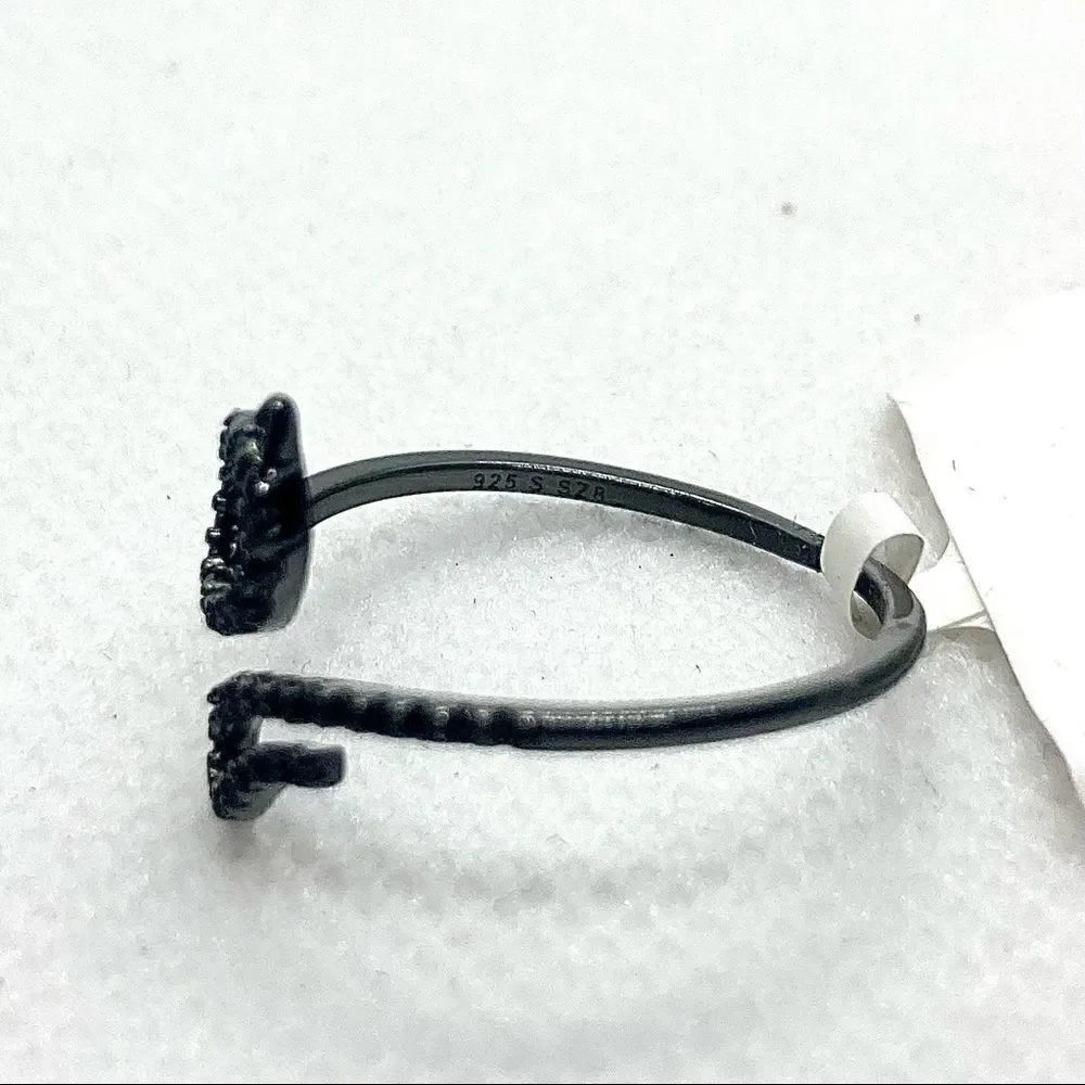 Size 8 Sterling Silver Black Cat Ring